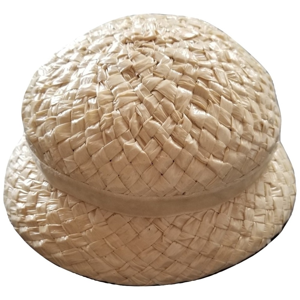 1930s Betty Co-Ed Vintage Straw Cloche Hat in Ivory
